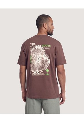 Camiseta Estampado Posterior  Para Hombre Café Ostu