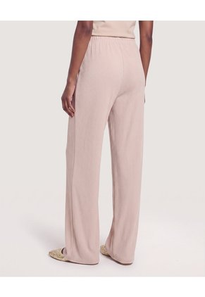 Pantalón Ancho Con Pretina Elástica Para Mujer Beige Ostu
