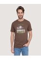 Camiseta Basica Estampada  Para Hombre Café Ostu de Ostu
