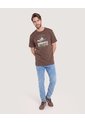 Camiseta Basica Estampada  Para Hombre Café Ostu de Ostu