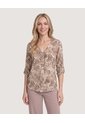 Blusa Cuello V  Para Mujer Beige Ostu de Ostu