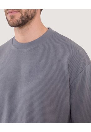Camiseta Oversize Texturizada  Para Hombre Azul Ostu