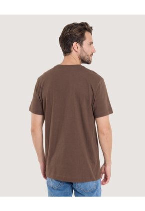 Camiseta Basica Estampada Para Hombre Café Ostu