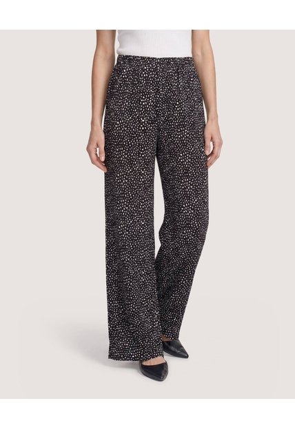 Pantalón Ancho Con Pretina Elástica  Para Mujer Negro Ostu