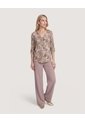 Blusa Cuello V  Para Mujer Beige Ostu de Ostu