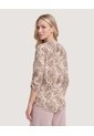 Blusa Cuello V  Para Mujer Beige Ostu de Ostu