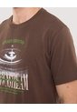Camiseta Basica Estampada  Para Hombre Café Ostu de Ostu