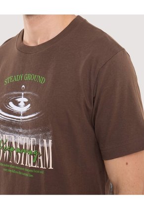 Camiseta Basica Estampada Para Hombre Café Ostu