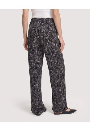 Pantalón Ancho Con Pretina Elástica  Para Mujer Negro Ostu