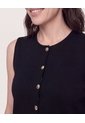 Chaleco Punto Buttons  Para Mujer Negro Ostu de Ostu