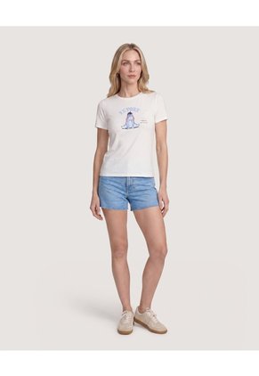 Short Relax Denim Desflecado Para Mujer Azul Ostu