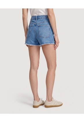 Short Relax Denim Desflecado Para Mujer Azul Ostu