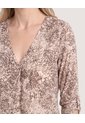 Blusa Cuello V  Para Mujer Beige Ostu de Ostu