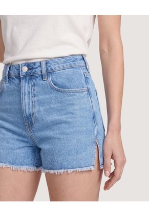 Short Relax Denim Desflecado Para Mujer Azul Ostu