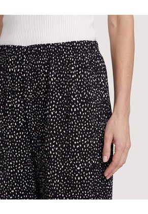 Pantalón Ancho Con Pretina Elástica  Para Mujer Negro Ostu
