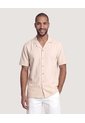 Camisa Resort De Manga Corta  Para Hombre Beige Ostu de Ostu