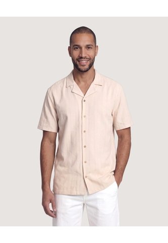Camisa Resort De Manga Corta  Para Hombre Beige Ostu Ostu