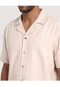 Camisa Resort De Manga Corta  Para Hombre Beige Ostu de Ostu