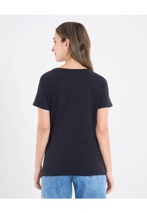 Camiseta  Para Mujer Manga Corta Cuello Redondo Color Negro Marca Ostu #40092674
