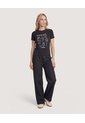 Pantalón Cargo Wide Leg  Para Mujer Negro Ostu de Ostu