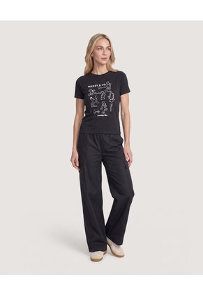 Pantalón Cargo Wide Leg Para Mujer Negro Ostu