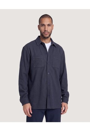 Sobrecamisa Con Bolsillos Para Hombre Azul Ostu