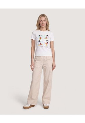 Pantalón Cargo Wide Leg Para Mujer Beige Ostu