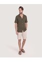 Camisa Resort Tejida Texturizada  Para Hombre Café Ostu de Ostu