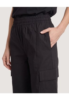 Pantalón Cargo Wide Leg Para Mujer Negro Ostu