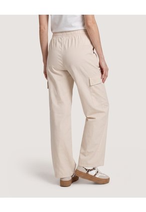 Pantalón Cargo Wide Leg Para Mujer Beige Ostu