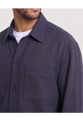 Sobrecamisa Con Bolsillos Para Hombre Azul Ostu