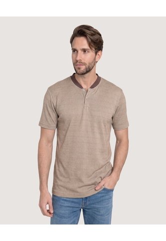 Polo Cuello Bomber Texturizado  Para Hombre Beige Ostu Ostu