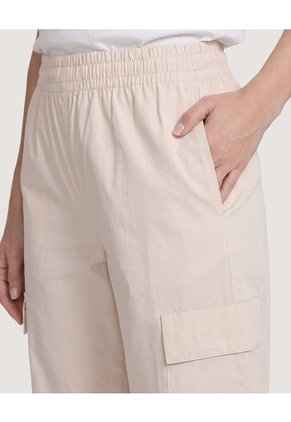 Pantalón Cargo Wide Leg Para Mujer Beige Ostu