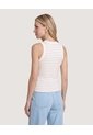 Camiseta Tejida Rayas Sin Mangas  Para Mujer Café Ostu de Ostu