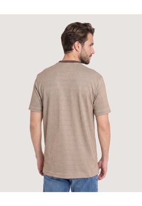 Polo Cuello Bomber Texturizado Para Hombre Beige Ostu
