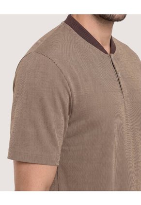 Polo Cuello Bomber Texturizado Para Hombre Beige Ostu