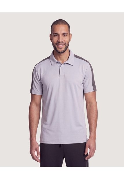 Polo Active Panel Contraste  Para Hombre Gris Ostu