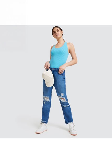Camiseta Para Mujer Manga Sisa Color Azul  Marca Ostu #40091511