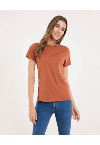 Camiseta Para Mujer Manga Corta Cuello Redondo Color Terracota Marca Ostu #40092572 Ostu