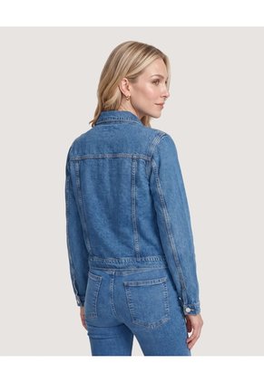 Chaqueta Trucker Denim Clásica Para Mujer Azul Ostu