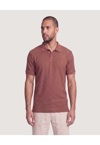 Polo Texturizada  Para Hombre Terracota Ostu Ostu