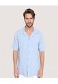 Camisa Resort Textura Natural  Para Hombre Azul Ostu de Ostu