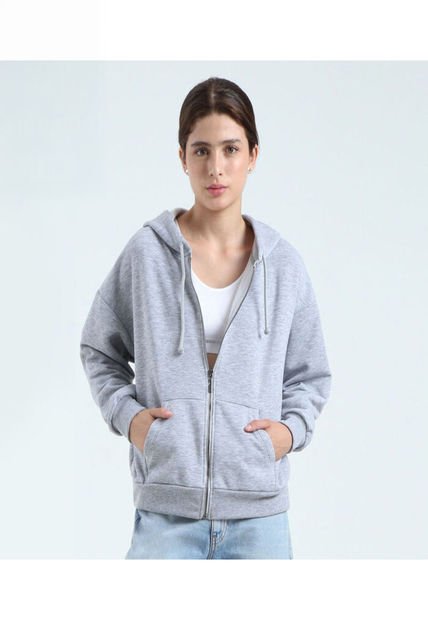 Buzo Para Mujer Zipper Color Gris Claro Marca Ostu #40060313
