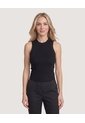 Camiseta Tejida Sin Mangas  Para Mujer Negro Ostu de Ostu