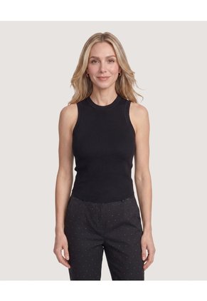 Camiseta Tejida Sin Mangas Para Mujer Negro Ostu