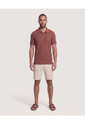 Polo Texturizada  Para Hombre Terracota Ostu