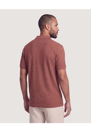 Polo Texturizada  Para Hombre Terracota Ostu