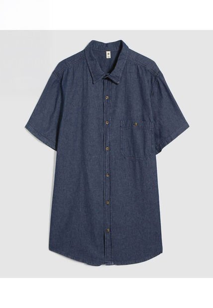 Camisa Para Hombre Manga Corta Con Bolsillo Color Azul  Marca Ostu #60010732