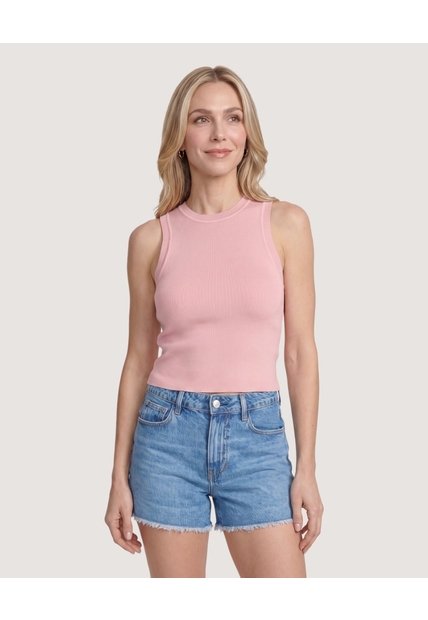 Camiseta Tejida Sin Mangas  Para Mujer Rosado Ostu