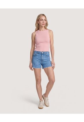 Camiseta Tejida Sin Mangas  Para Mujer Rosado Ostu